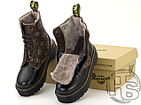Жіночі зимові черевики Dr.Martens Jadon x Louis Vuitton Black Brown Boots (с мехом), фото 4