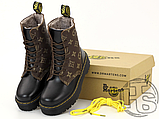 Жіночі зимові черевики Dr.Martens Jadon x Louis Vuitton Black Brown Boots (с мехом), фото 7