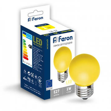 Світлодіодна лампа Feron LB37 E27 1W жовта 45х70мм