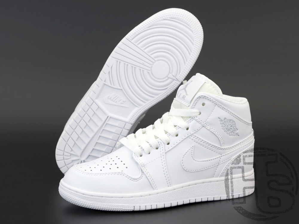 Жіночі кросівки Air Jordan 1 Mid Triple White 554724-109, фото 1