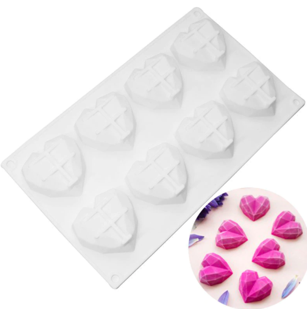 Форма силіконова для евродесертов Сердце 3D з 8 шт, фото 1