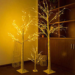 Світле новорічне світлодіодне декоративне дерево гірлянда Береза 160 см Led IP 50 теплий білий vs