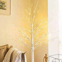 Світле новорічне світлодіодне декоративне дерево гірлянда Береза 160 см Led IP 47 теплий білий vs