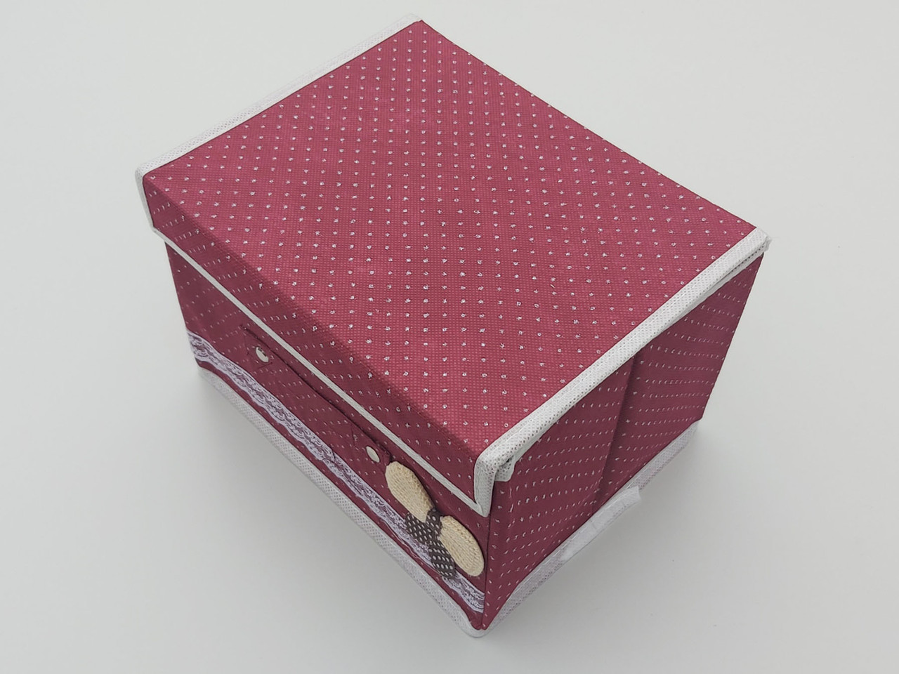 Коробка-органайзер Ш 25*Д 19,5*В 15,5 см. Колір бардовий для зберігання одягу, взуття чи невеликих предметів