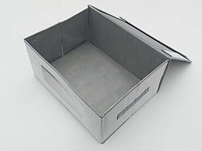Коробка-органайзер Ш 40,5*Д 31*21 см. Колір світло-сірий для зберігання одягу, взуття чи невеликих предметів, фото 2
