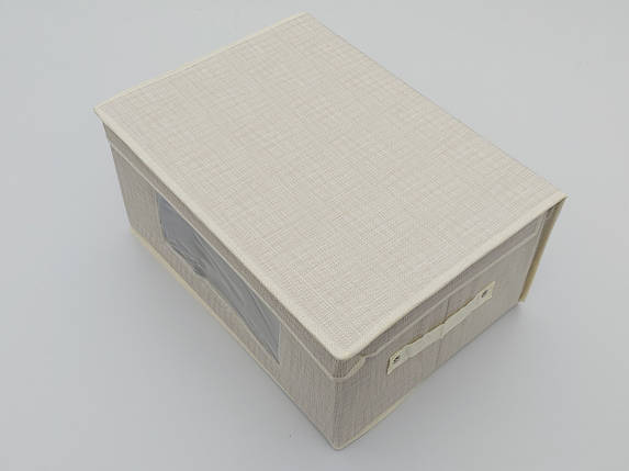Коробка-органайзер Ш 40,5*Д 31*21 см. Колір бежевий для зберігання одягу, взуття чи невеликих предметів, фото 2
