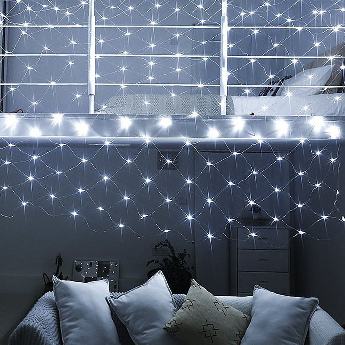 Гірлянда Сітка Xmas 2м х 2м , 200 Led холодно-білий,прозорий провід