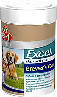 Витамины 8в1 Excel Brewer's Yeast с пивными дрожжами чесноком для кожи шерсти кошек и собак, 140 таблеток
