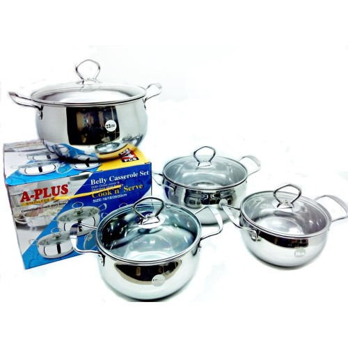 Набір каструль з кришками A-plus 2061 4 предмети Steel (N005063)