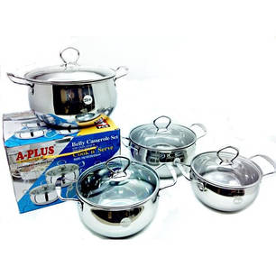 Набір каструль з кришками A-plus 2061 4 предмети Steel (N005063), фото 1