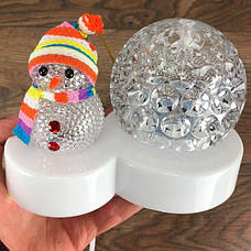 Новорічний світильник куля Сніговик світлодіодний led лід диско обертовий різдвяний настільний проектор, фото 2