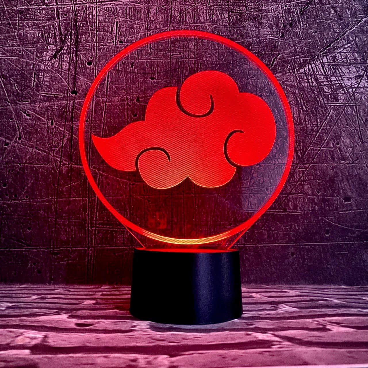 3D нічник "Знак Акацуку" (ВОЛІЧНЕ ЗОБРАЖЕННЯ) + пульт ДК + мережевий адаптер + батарейки (3ААА)  3DTOYSLAMP, фото 1