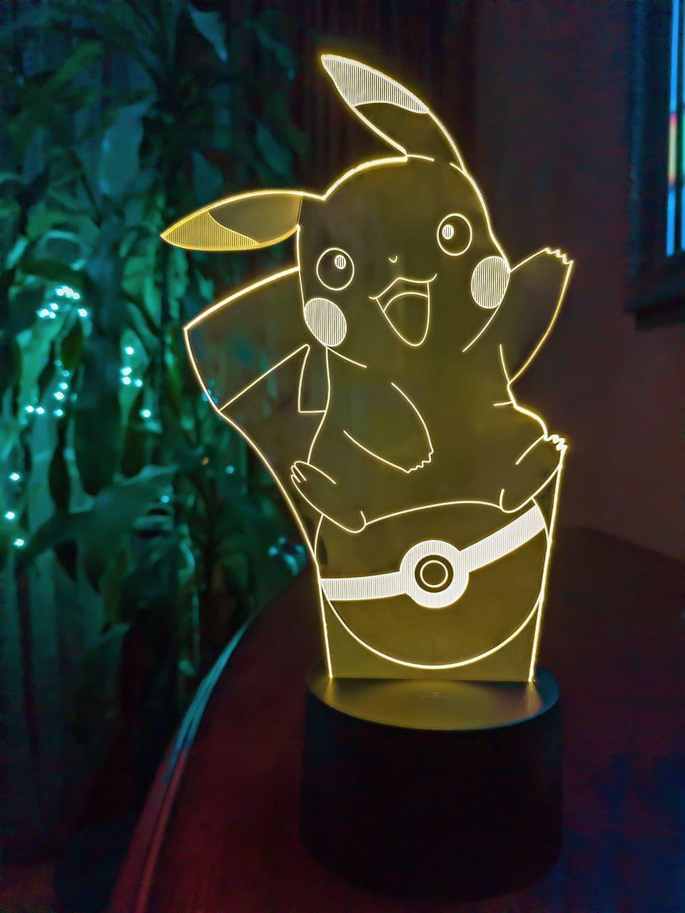 3D нічник "Покемон" (ВОЛІЧНЕ ЗОБРАЖЕННЯ) + пульт ДК + мережевий адаптер + батарейки (3ААА)  3DTOYSLAMP, фото 1