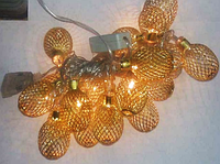 Гирлянда 20 led шар овальный большой GOLD metal WW warm white