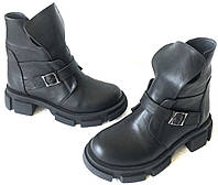 Diesel чёрные полуботинки, Женские осенние кожаные ботинки без каблука, на массивной подошве