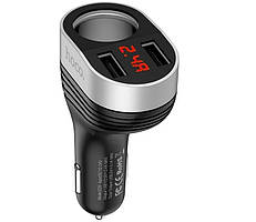 Адаптер автомобільний Hoco Regal with LCD Z29 2USB, 3.1 A, чорний