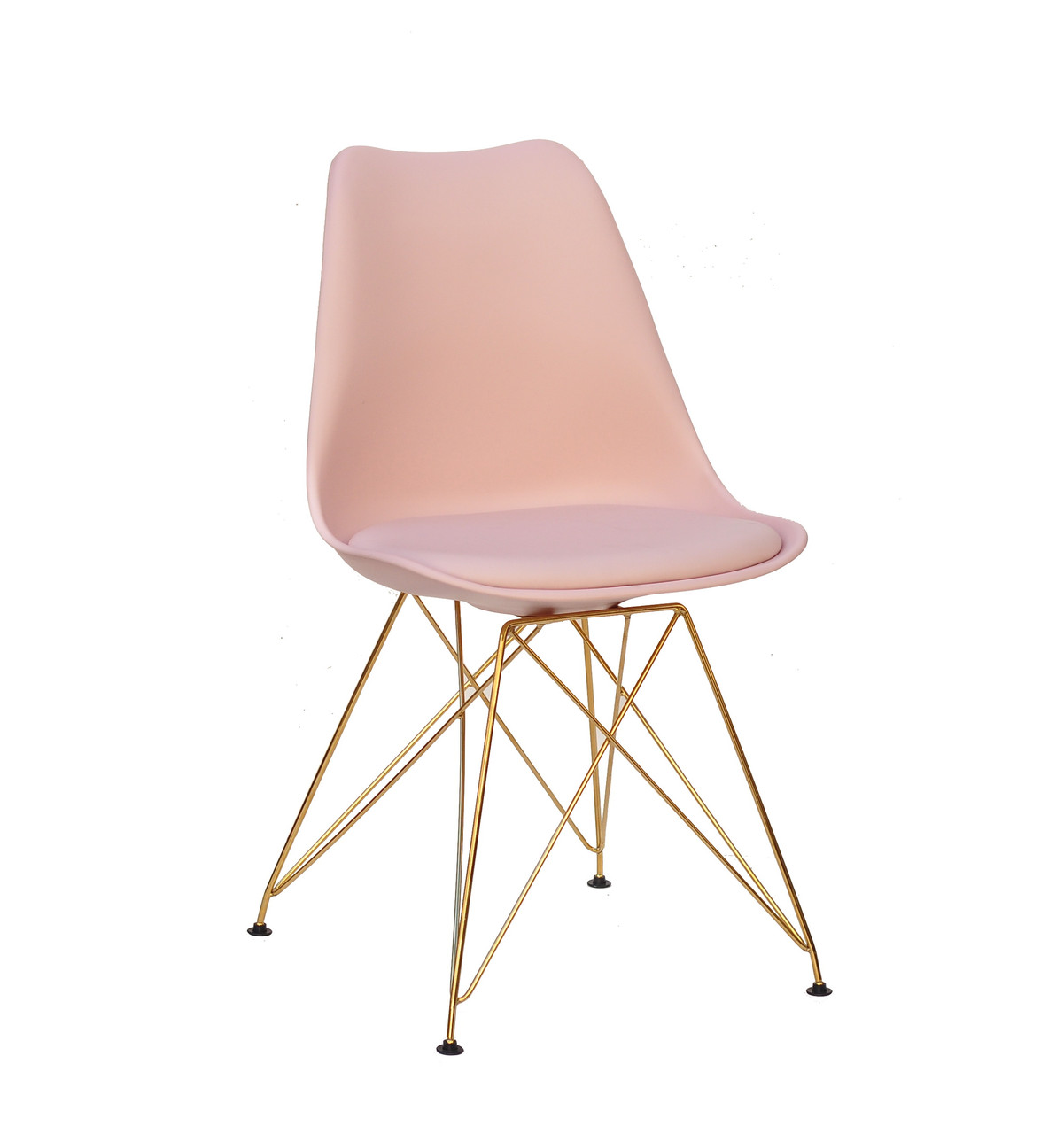 Стілець з золотими ніжками з металу+рожеве суцільнолите сидіння з сидушкою Milan GD-ML