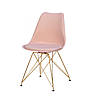 Стілець з золотими ніжками з металу+рожеве суцільнолите сидіння з сидушкою Milan GD-ML, фото 4