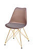 Сірий стілець з золотими ніжками з металу і суцільнолитим пластиковим сидінням з сидушкою Milan GD-ML, фото 3