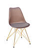Сірий стілець з золотими ніжками з металу і суцільнолитим пластиковим сидінням з сидушкою Milan GD-ML, фото 4