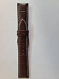 Коричневий з білою строчкою шкіряний ремінець для наручних годинників з фактурою під крокодила, 22 мм, фото 2