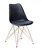 Чорний стілець з золотими ніжками з металу суцільнолите сидіння з сидушкою Milan GD-ML, фото 2
