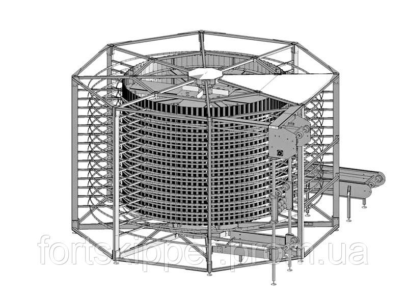 Спиральный охладитель слоек на противнях 1000 кг/ч - фото 3 - id-p1306170323