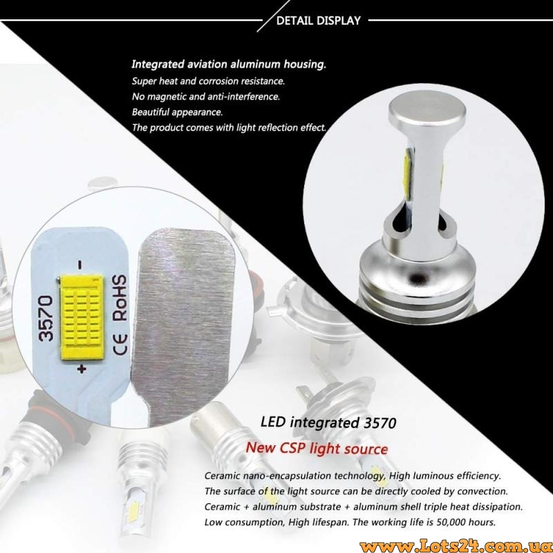 Авто-лампы H3 3570 LED 6000K с радиатором светодиодные лампочки для авто лучше за галогеновые и ксеноновые - фото 5 - id-p1306191623