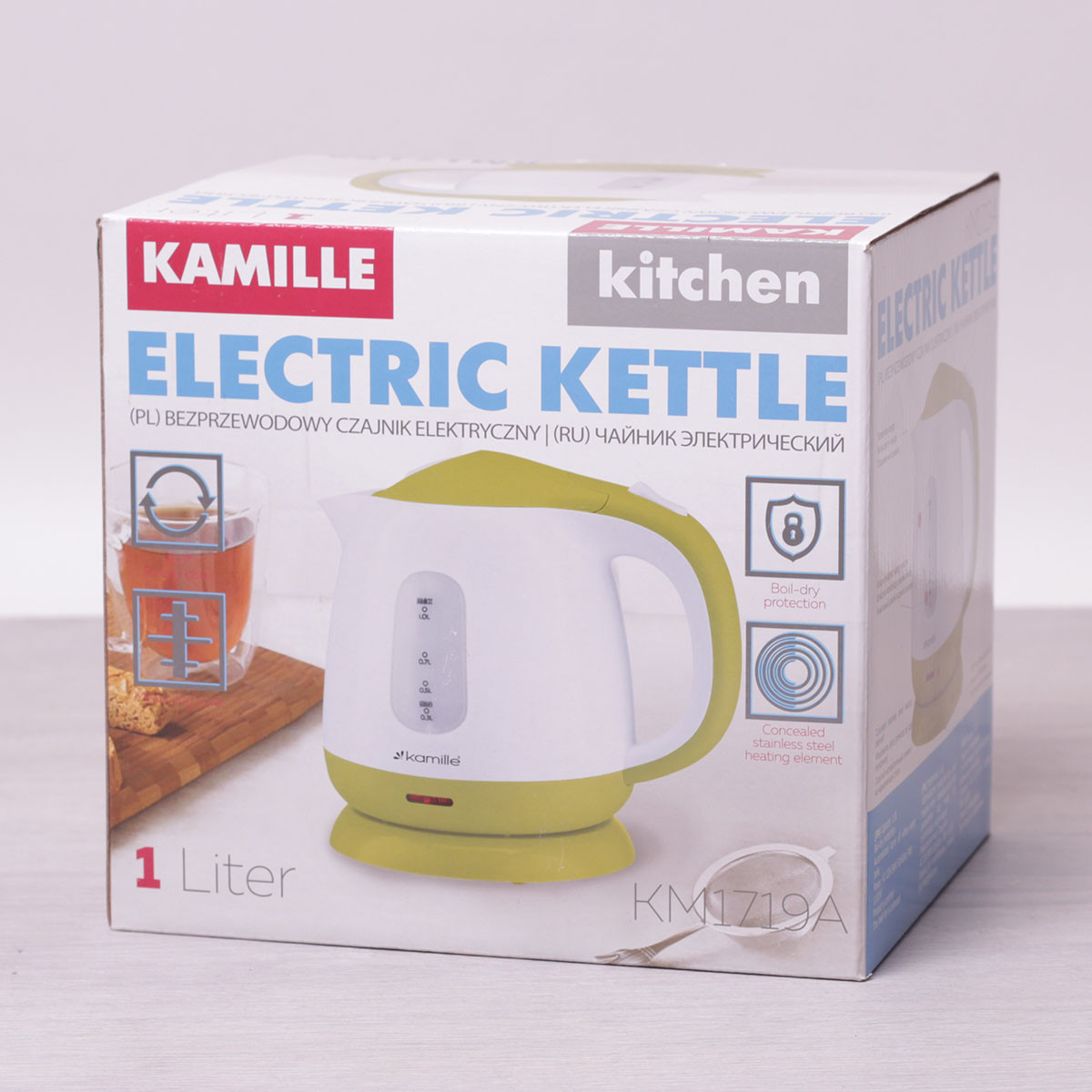 Чайник электрический Kamille 1л пластиковый (белый с салатовым) KM-1719A - фото 6 - id-p1306153432