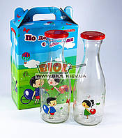 Набір пляшок 1,0 л (2 шт./наб.) скляних "Love" з кришками твіст у подарунковому пакованні 20000/D