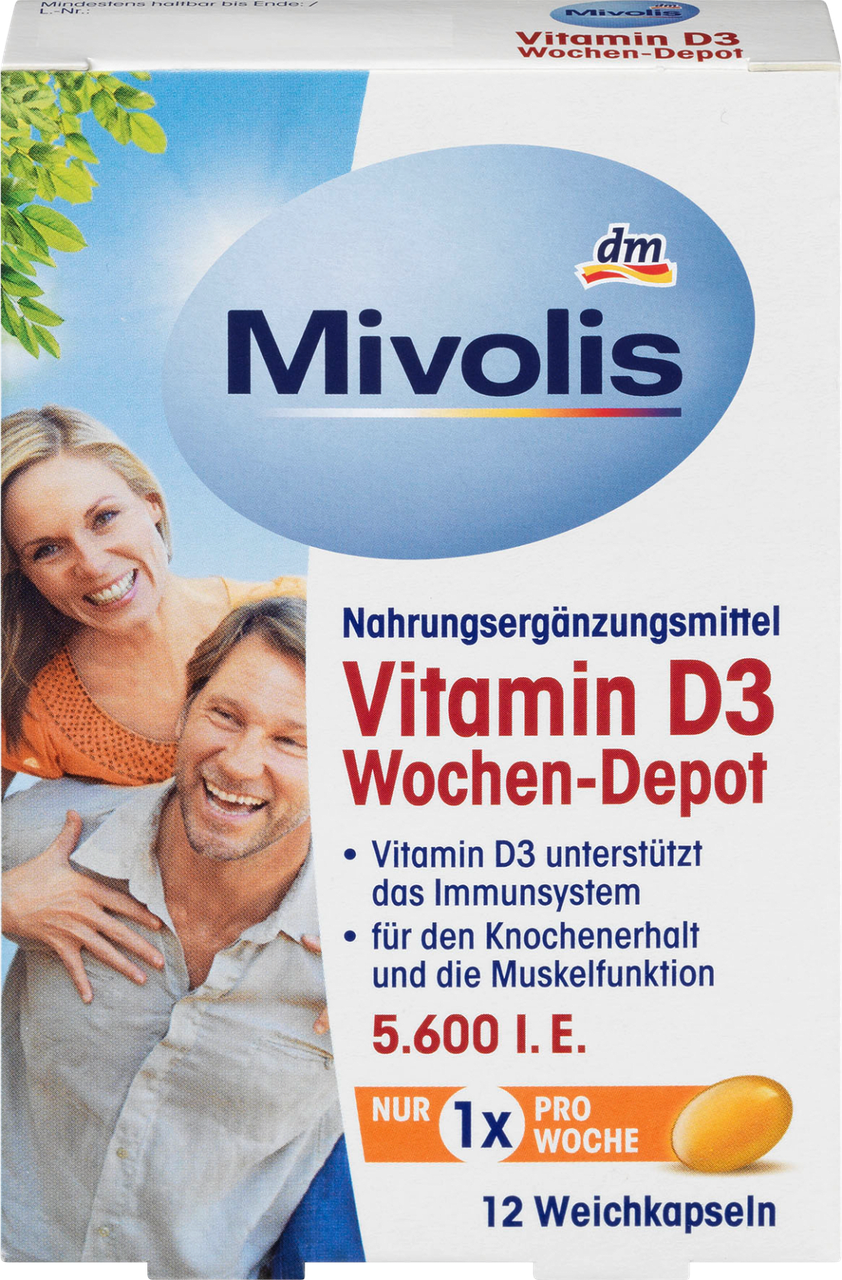 Біологічно активна домішка Mivolis Vitamin D3 Wochen-Depot, 12 шт., фото 1