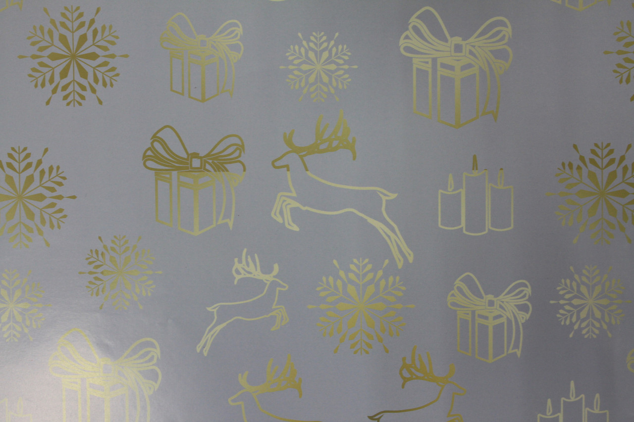 Папір для пакування подарунка срібляста з малюнком 1 лист розміром 74 см 52 см, фото 1