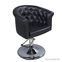 Парикмахерское кресло на гидравлике для стрижки круглое с мягкими подлокотниками для салона красоты S005 Черный