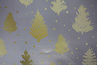 Бумага для упаковки новогоднего подарка серебристая с рисунком елочки 1 лист размером 74 см на 52 см