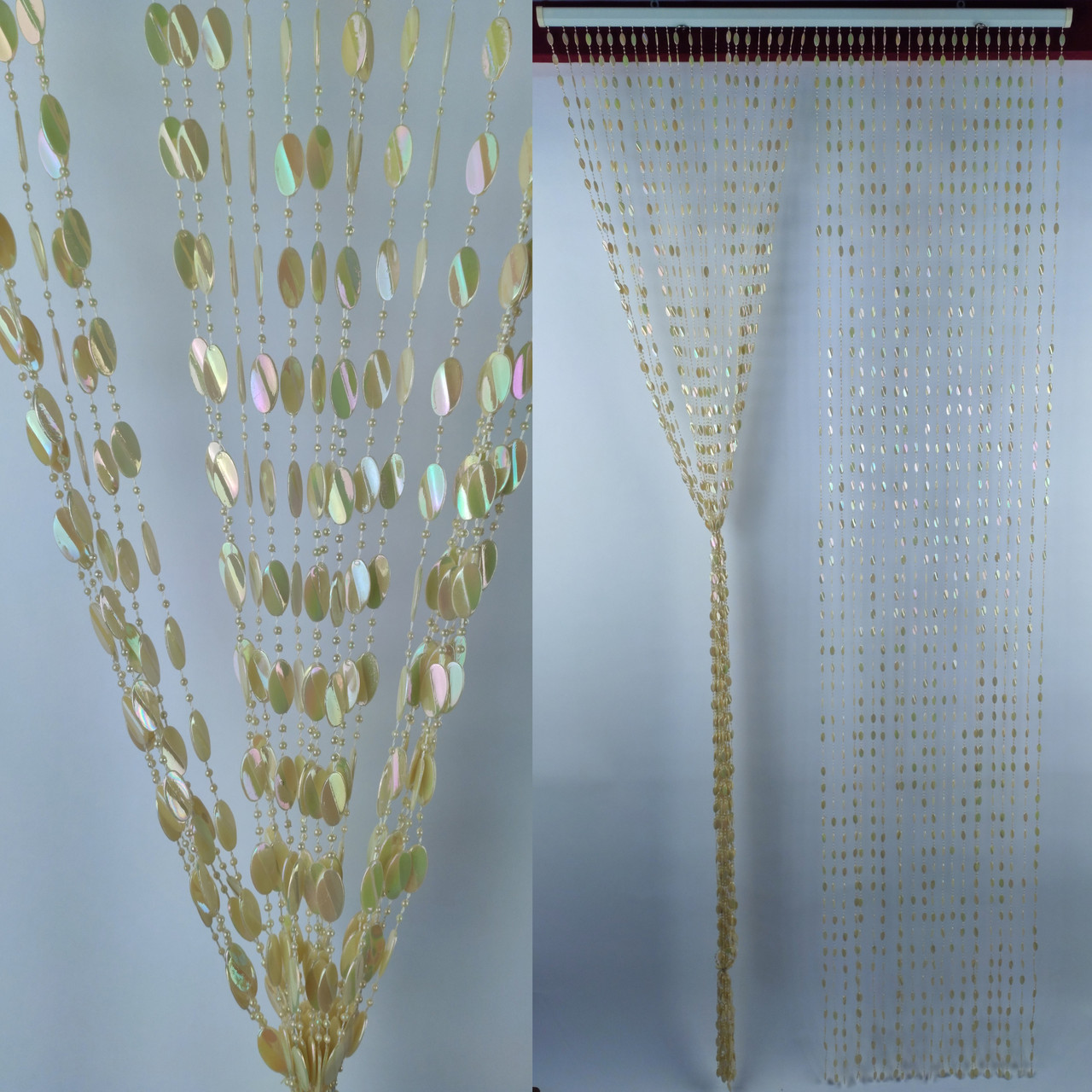 Штора декоративна пластикова Листик Д26 бежевий ( ширина 0,90 метра висота 2 метри )