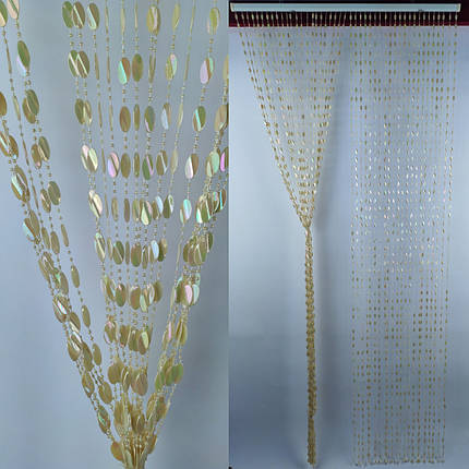 Штора декоративна пластикова Листик Д26 бежевий ( ширина 0,90 метра висота 2 метри ), фото 1