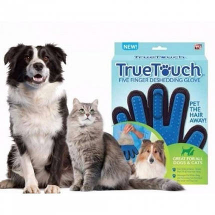 Рукавичка для тварин вичісування True Touch Pet Brush Gloves, (Оригінал), фото 2