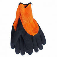 Перчатки трикотажные оранжево-черные с латексным покрытием/WERK