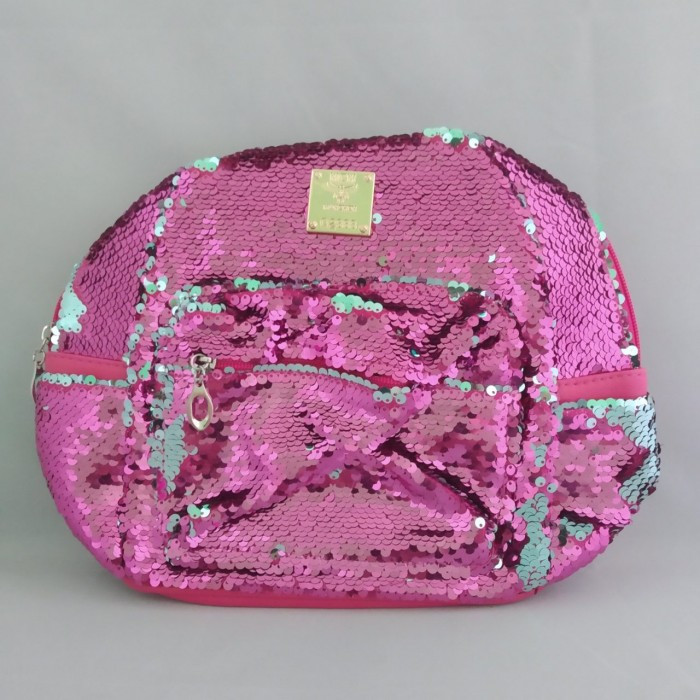 Рюкзак жіночий з екошкіри c паєтками 24x24x11 Рожевий, (Оригінал)