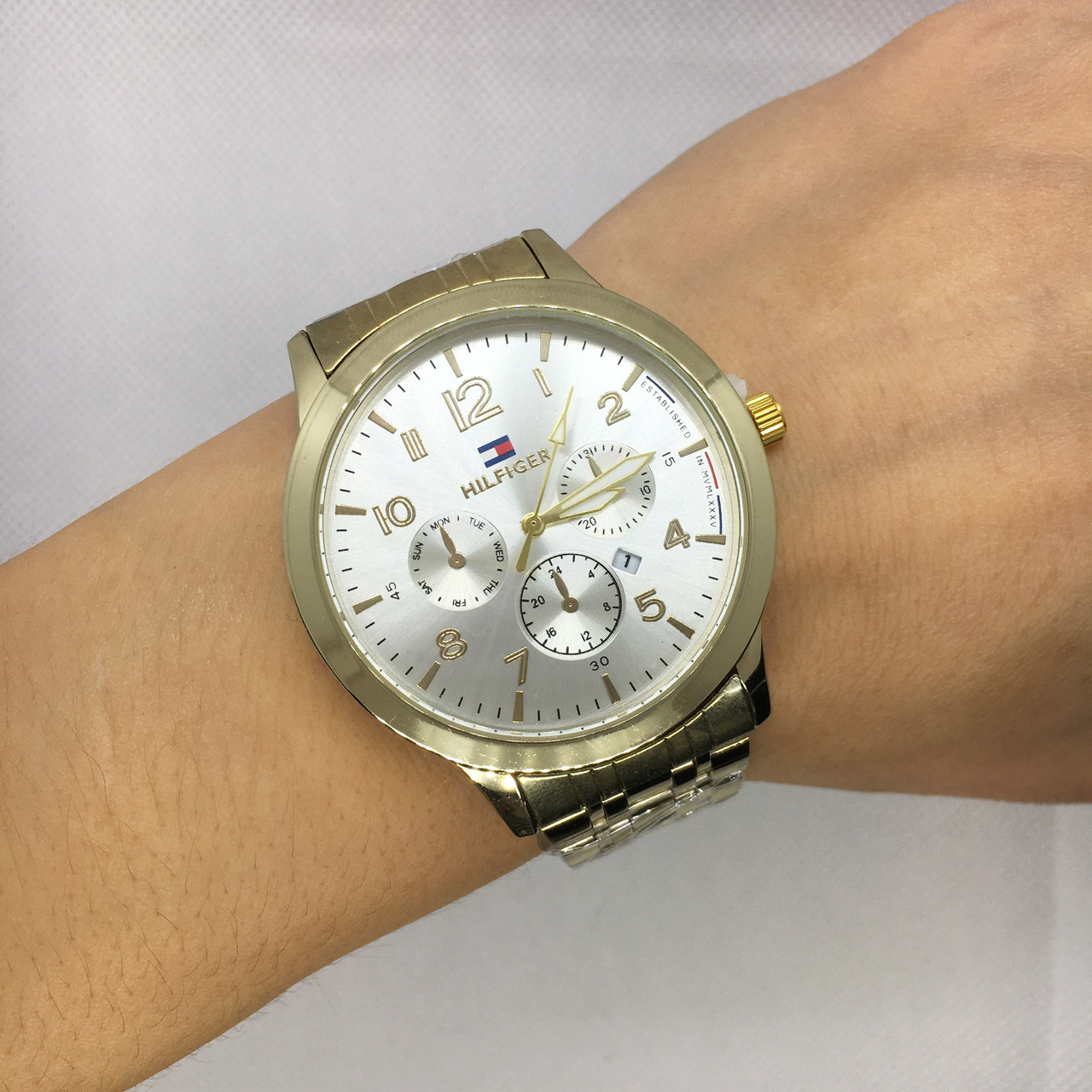 Мужские наручные часы Тоmmy Нilfigеr (Томми Хилфигер), золото с белым циферблатом ( код: IBW548YO ) - фото 5 - id-p1306308500