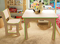 Комплект (стол+стул) детский Кроша (плюс) МАКСИ-МЕбель Дуб молочный (зелёная кромка) (8911)