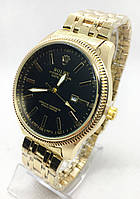 Мужские наручные часы Rolex (Ролекс), золото с черным циферблатом ( код: IBW549YB )