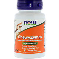 Жевательные энзимы, ферменты детские, Now Foods, ChewyZymes, вкус ягод, 90 штук