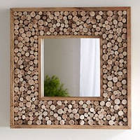 Настенное зеркало в деревянной раме, зеркало на стену, зеркало ручной работы