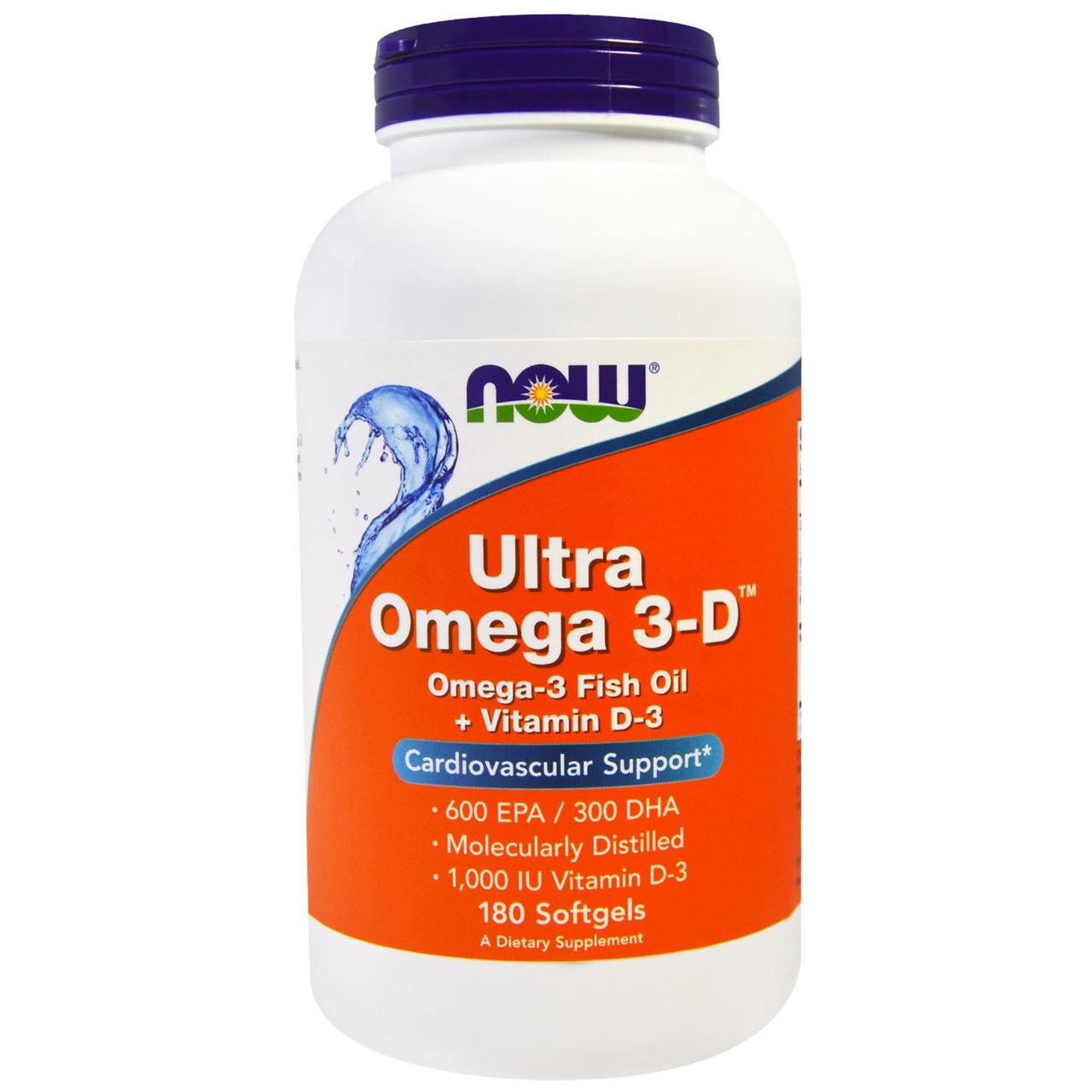 Омега 3 - Д Ультра, Omega 3-D, Now Foods, 180 Гелевых Капсул — Купить ...