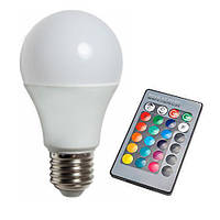 Світлодіодна лампа RGB SL734 5W А70 E27 з пультом 220 V Код.59291