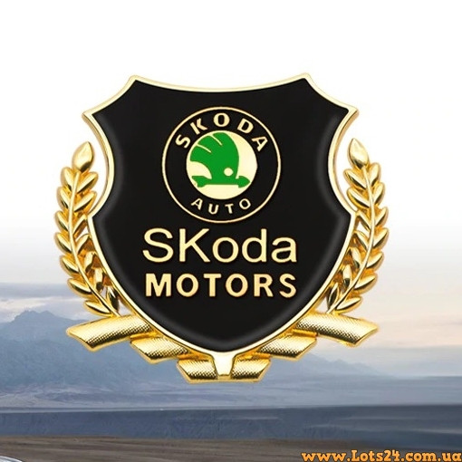 Автозначок SKODA Motors 3D-наклейка на автомобіль бус машину капот крила багажник, фото 1