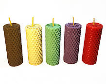 Свічки катані з кольорової вощини висота 8.5 см діаметр 3,3 см час горіння 1,5 години