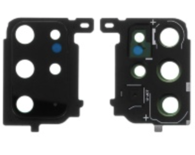 Скло камери для Samsung G985 Galaxy S20 Plus, чорне, з рамкою