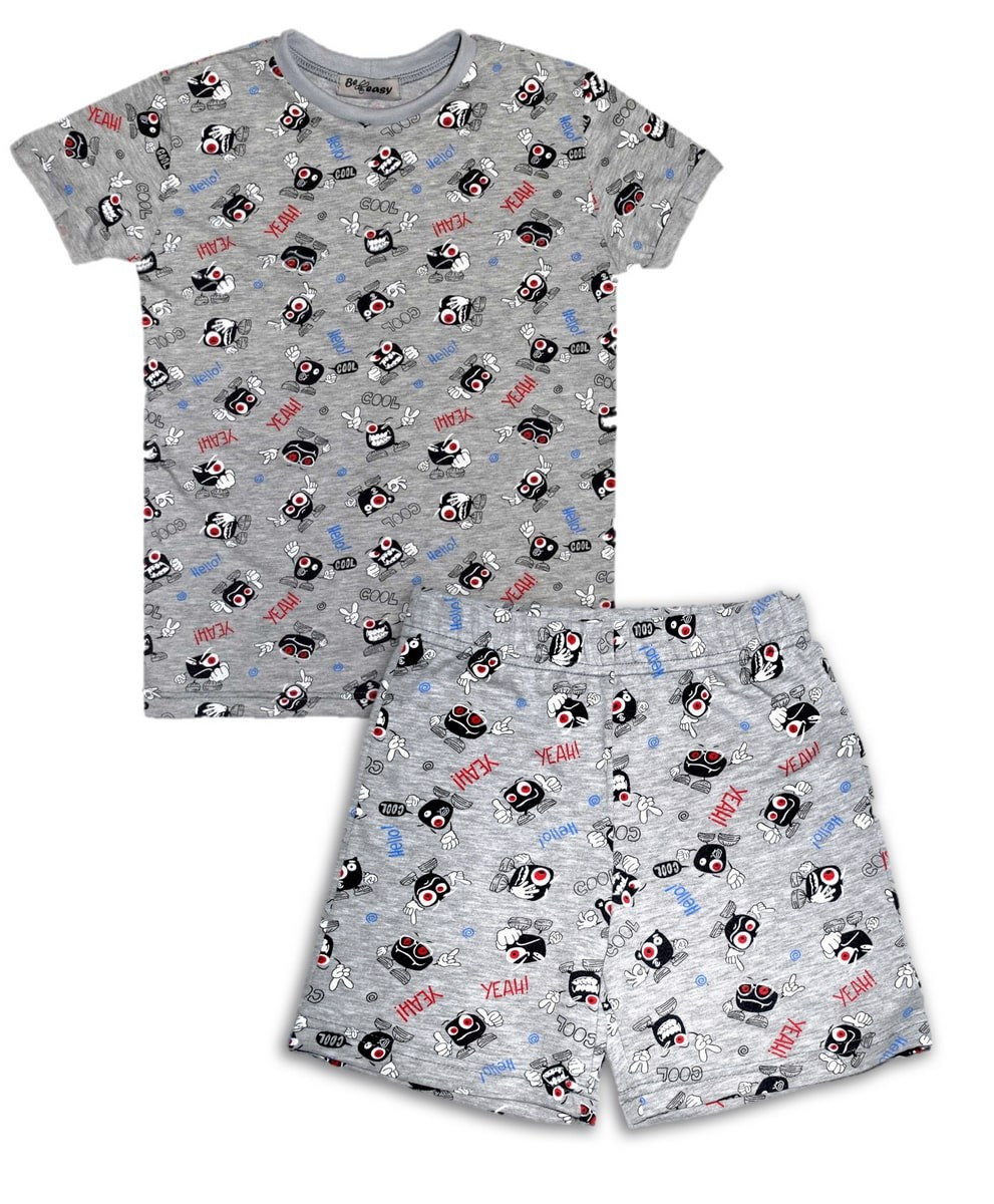 Пижама для мальчика, Серый с принтом, Be easy, 122 см., (SC-NB1-22-1002) - фото 1 - id-p1306419054